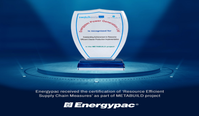 Energypac received the certification of ‘Resource Efficient Supply Chain Measures’ as part of METABUILD project.